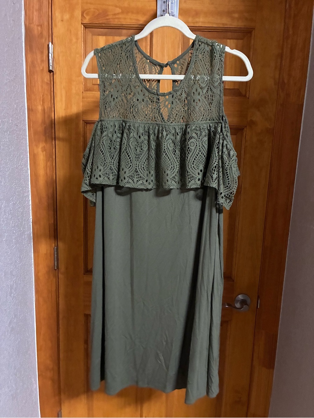 Lane Bryant Olive Crochet Midi Dress